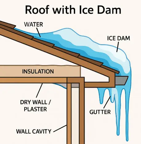 roof with ice dam