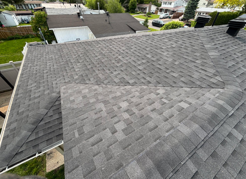 Repaired roof on suburban home